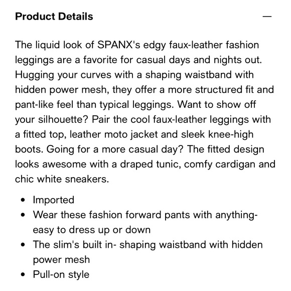 NWT Spanx faux leather leggings - Picture 4 of 7